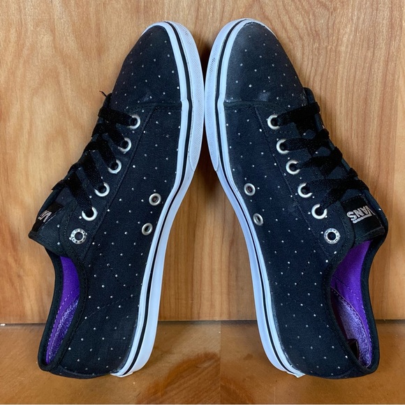 Womens 7 Vans Off The Wall Low Black Polka Dot Sneakers SEF1012 - Picture 6 of 8